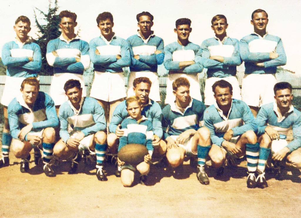 Wal Galvin standing 3rd from left in a 1955 Cootamundra team.  Source: Wally Galvin collection