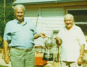 Wal and mate Tom Spencer with the Maher Cup