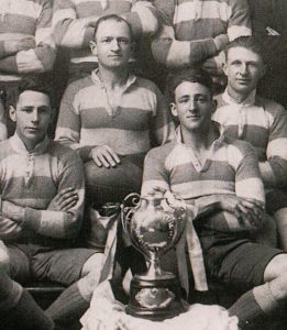 Phil Regan (top left) lead the undefeated Maher Cup team in 1923. Others in shot are Ray Sheedy, Eric Weissel and Curtis 'Dick' Pellow. Source: Wal Galvin collection