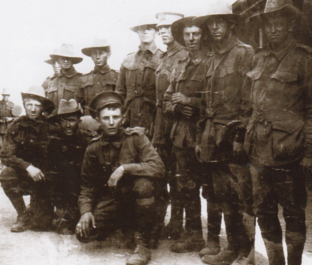 Phil Regan (kneeling far left) just before the Battle of Fromelles. Eddie Summers nest to Phil, Bert Gray (front ) and Billy Stirton standing far left played ogether for Glebe.